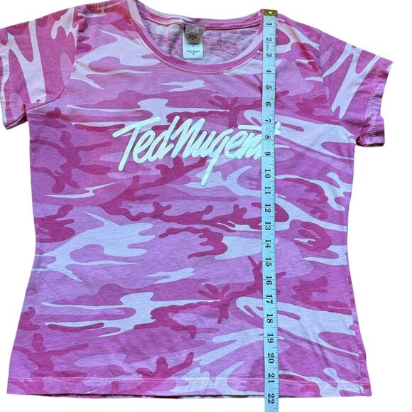 Ted Nugent Womens Pink Camouflage Shirt Size M Camo Fitted T-Shirt Shortsleeve - Picture 7 of 8